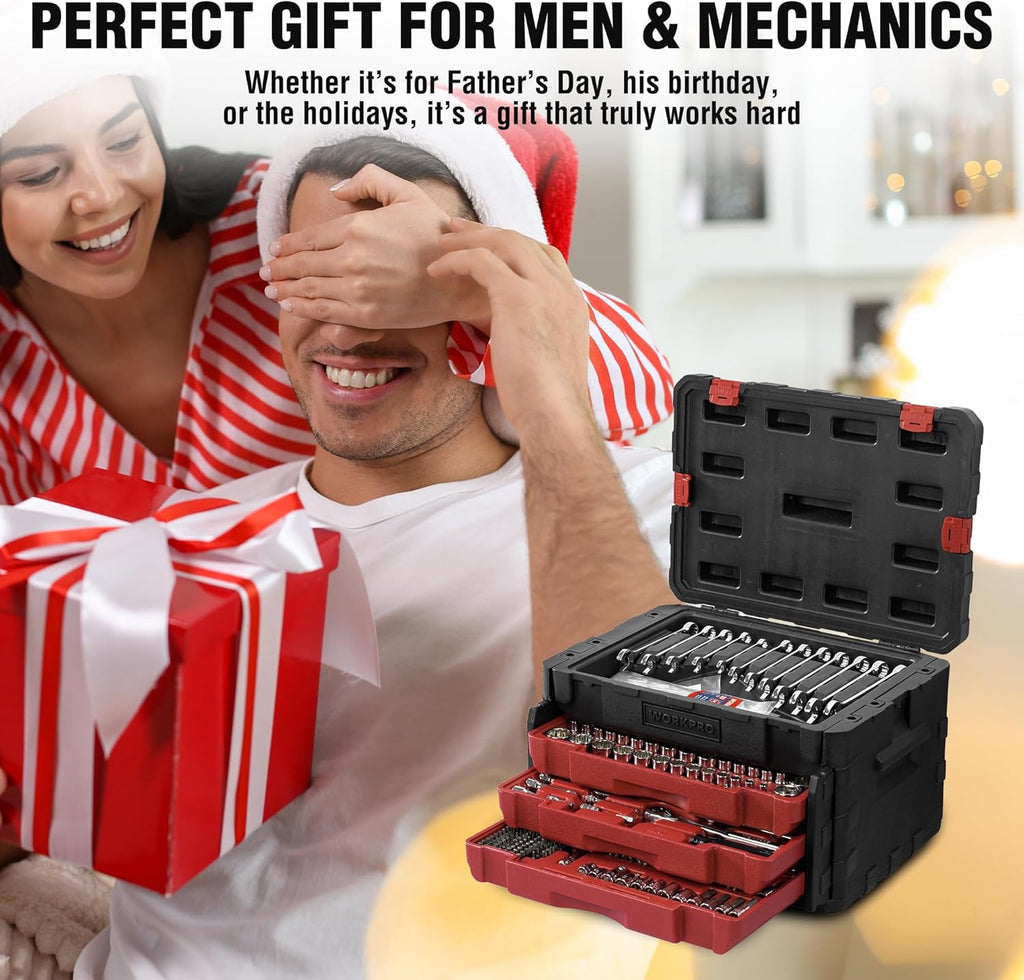 WORKPRO 450-piece mechanics tool set — packed-case scale 06