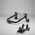Multi-directional front and rear motorcycle stand set — Black product view