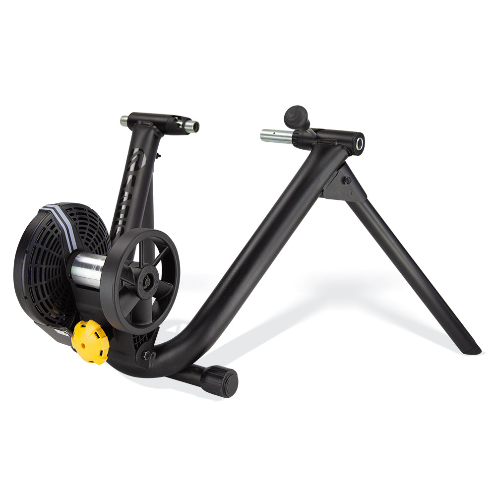 Saris M2 Smart Wheel-On Trainer — folding legs, resistance roller, and frame clamp