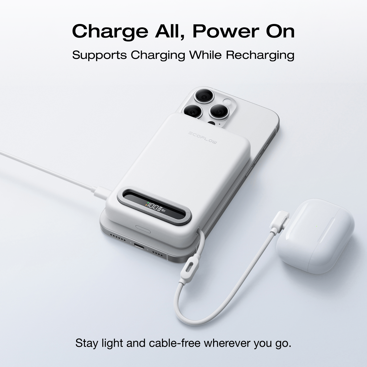 EcoFlow RAPID Mag Qi2.2 Magnetic Power Bank (10,000mAh, 25W, Built-in USB-C Cable)