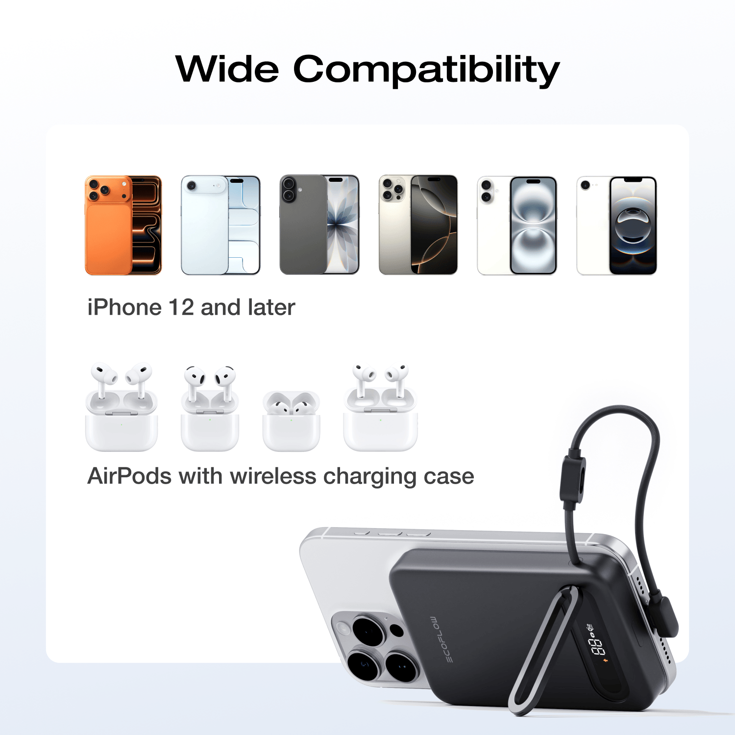 EcoFlow RAPID Mag Qi2.2 Magnetic Power Bank (10,000mAh, 25W, Built-in USB-C Cable)