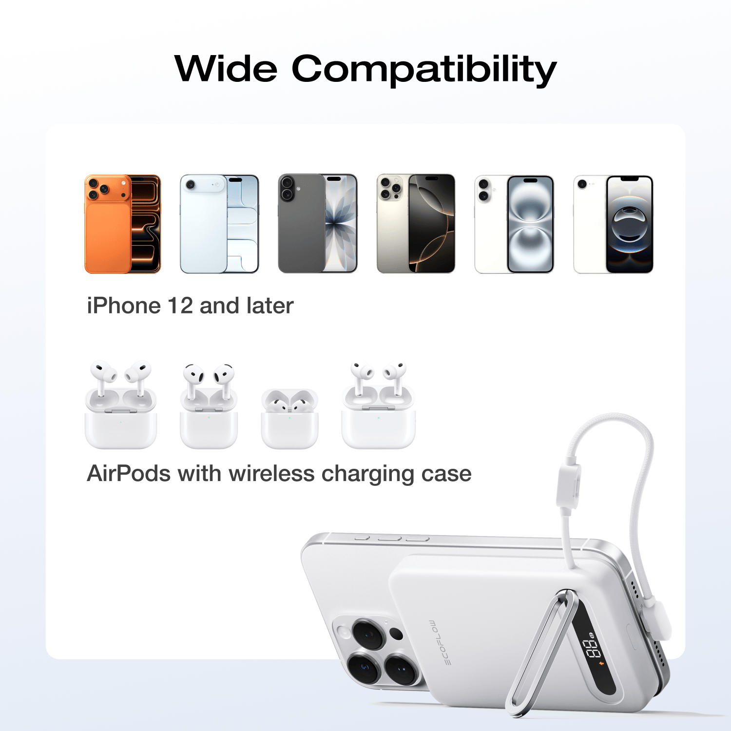 EcoFlow RAPID Mag Qi2.2 Magnetic Power Bank (10,000mAh, 25W, Built-in USB-C Cable)