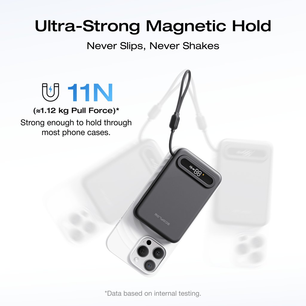 EcoFlow RAPID Mag Qi2.2 Magnetic Power Bank (10,000mAh, 25W, Built-in USB-C Cable)