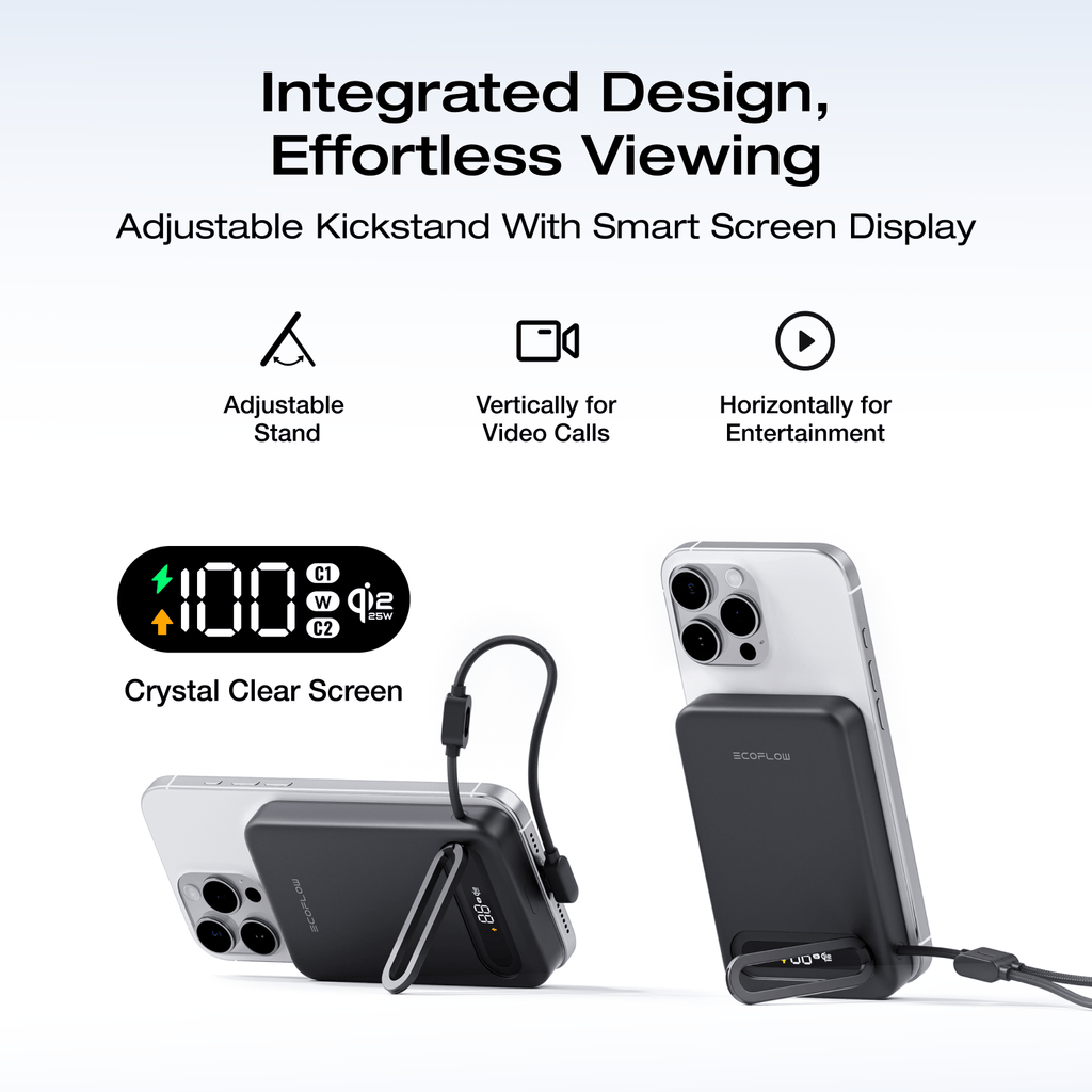 EcoFlow RAPID Mag Qi2.2 Magnetic Power Bank (10,000mAh, 25W, Built-in USB-C Cable)
