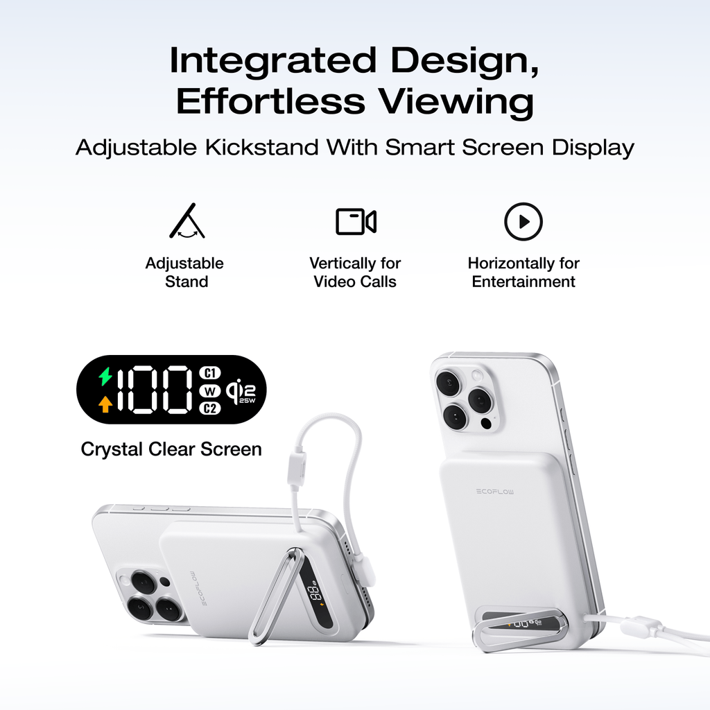 EcoFlow RAPID Mag Qi2.2 Magnetic Power Bank (10,000mAh, 25W, Built-in USB-C Cable)