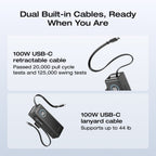 EcoFlow RAPID Power Bank (25K, 170W, 100W Built-In and Retractable Cables) + 100W Charger