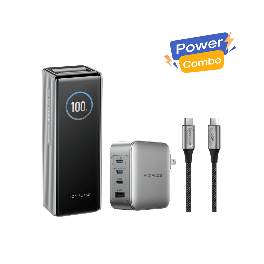 EcoFlow RAPID Power Bank (25,000mAh, 170W) + 140W Charger + 240W Cable