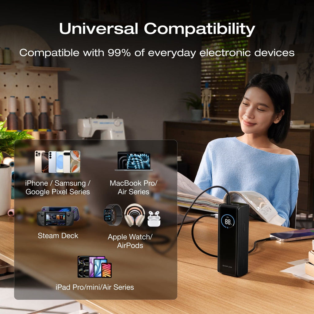 EcoFlow RAPID Power Bank (25,000mAh, 170W) + 140W Charger + 240W Cable