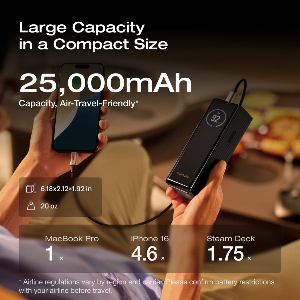 EcoFlow RAPID Power Bank (25,000mAh, 170W) + 140W Charger + 240W Cable