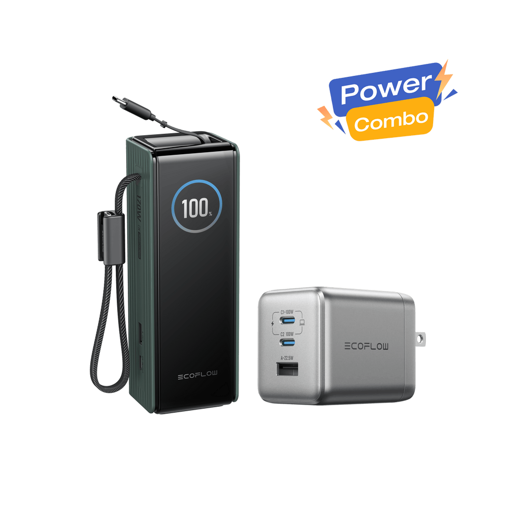 EcoFlow RAPID Power Bank (25K, 170W, 100W Built-In and Retractable Cables) + 100W Charger