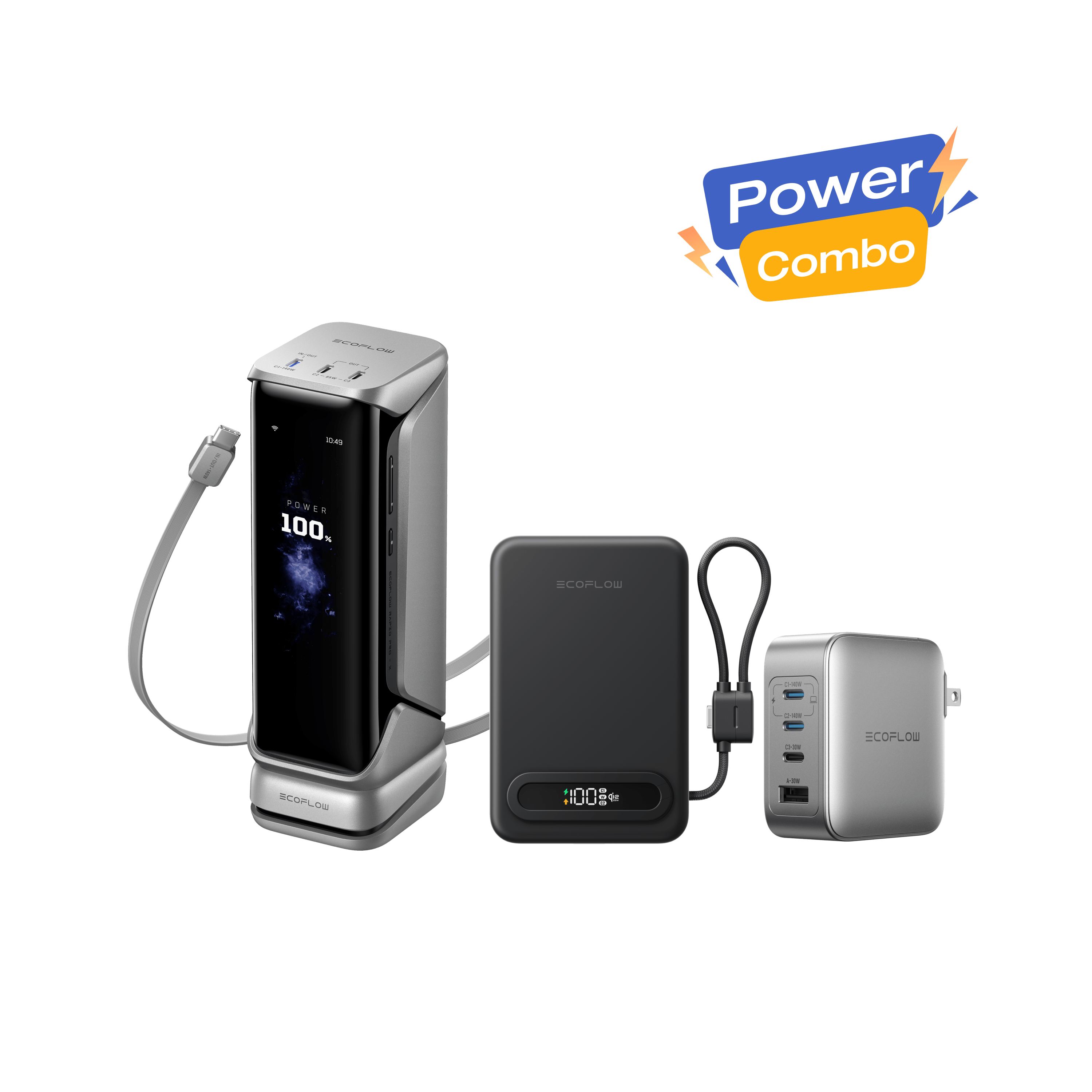 EcoFlow RAPID Pro Power Bank + RAPID Mag Qi2.2 Power Bank + 140W Charger