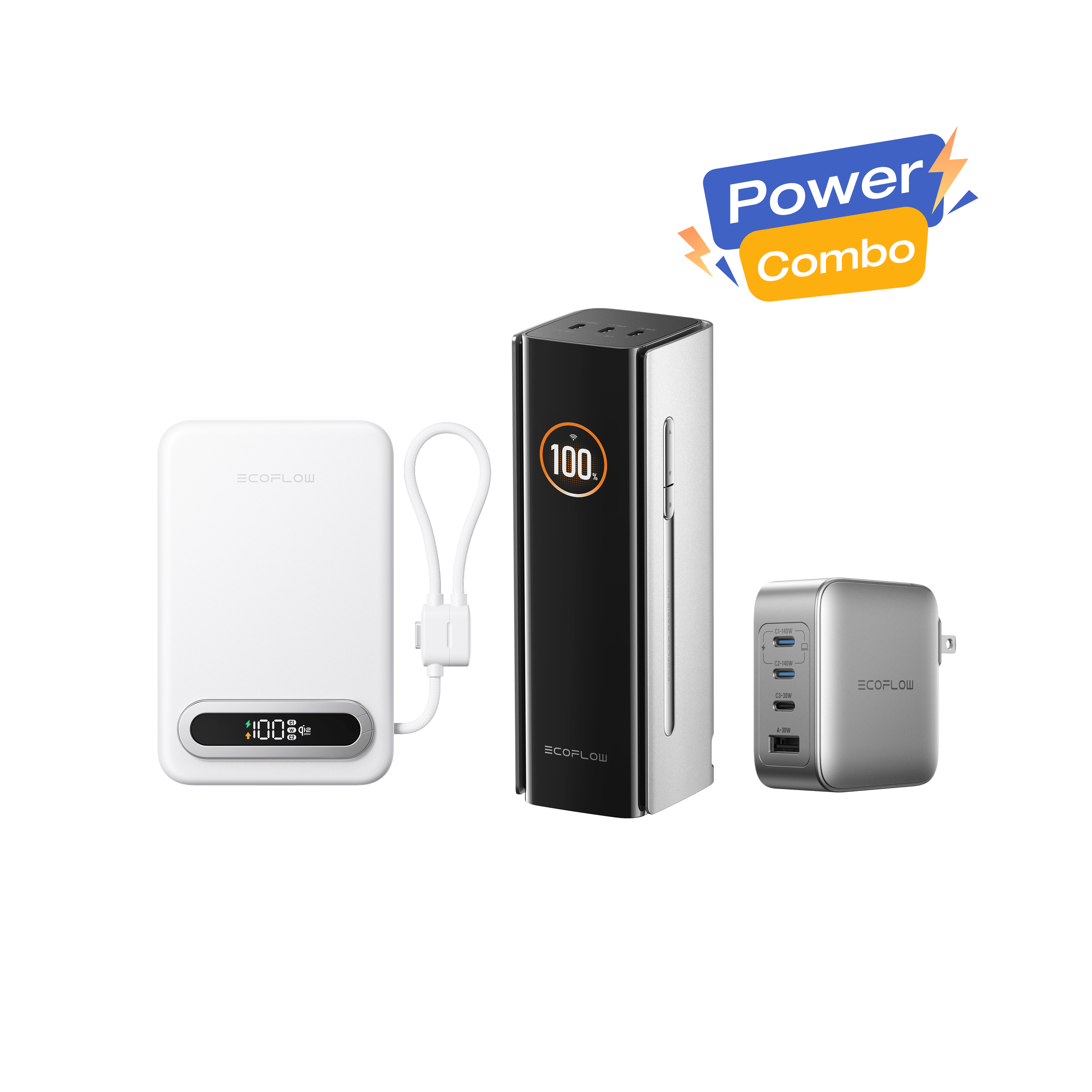 EcoFlow RAPID Pro Power Bank + RAPID Mag Qi2.2 Power Bank + 140W Charger