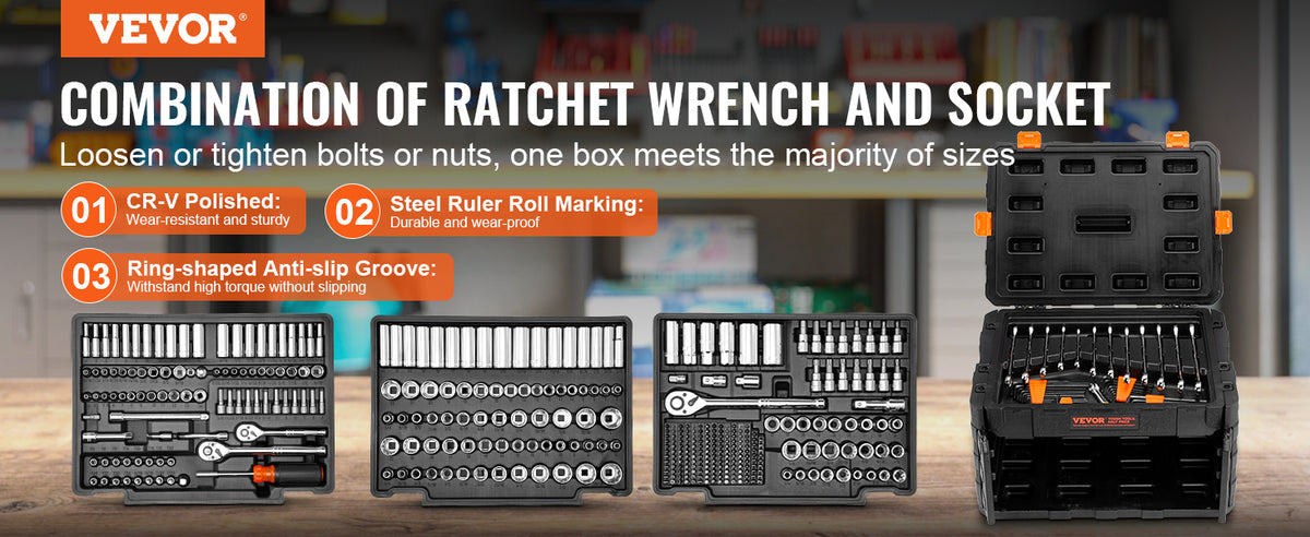 VEVOR 450-Piece Mechanics Tool Set and Socket Set with Storage Case — detail image 1